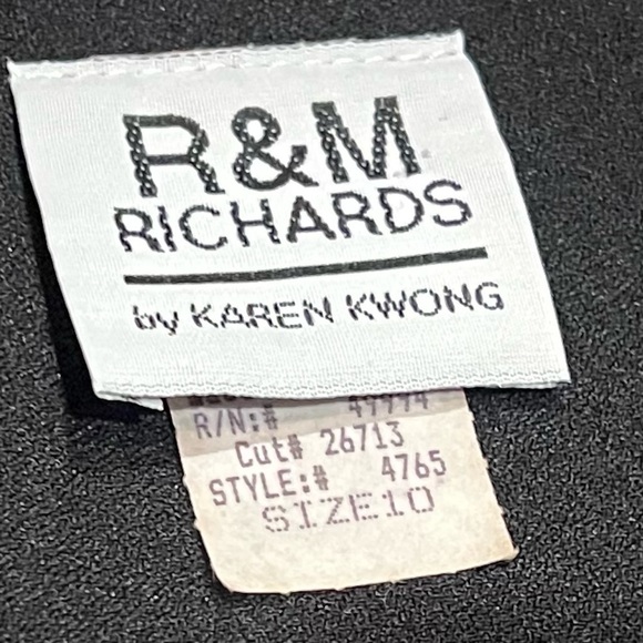 R & M Richards Karen Kwong Sleeveless Black Midi Dress Scoop Neck Sz 10 Stretchy - Picture 6 of 11
